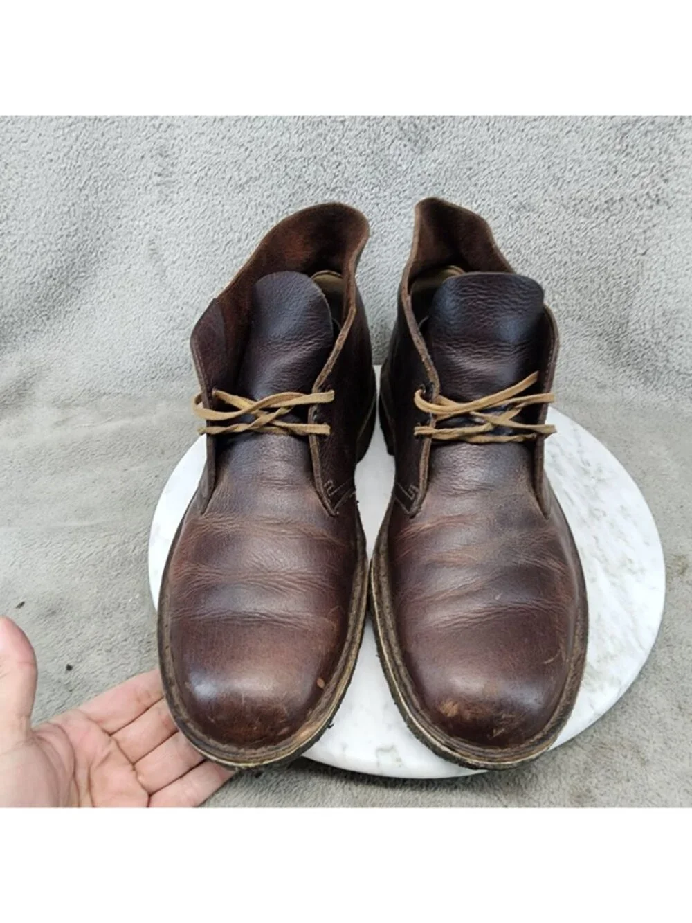 Clarks Shoes Mens Size 9 Brown Leather Originals Crepe Sole Chukka Boots *Read*